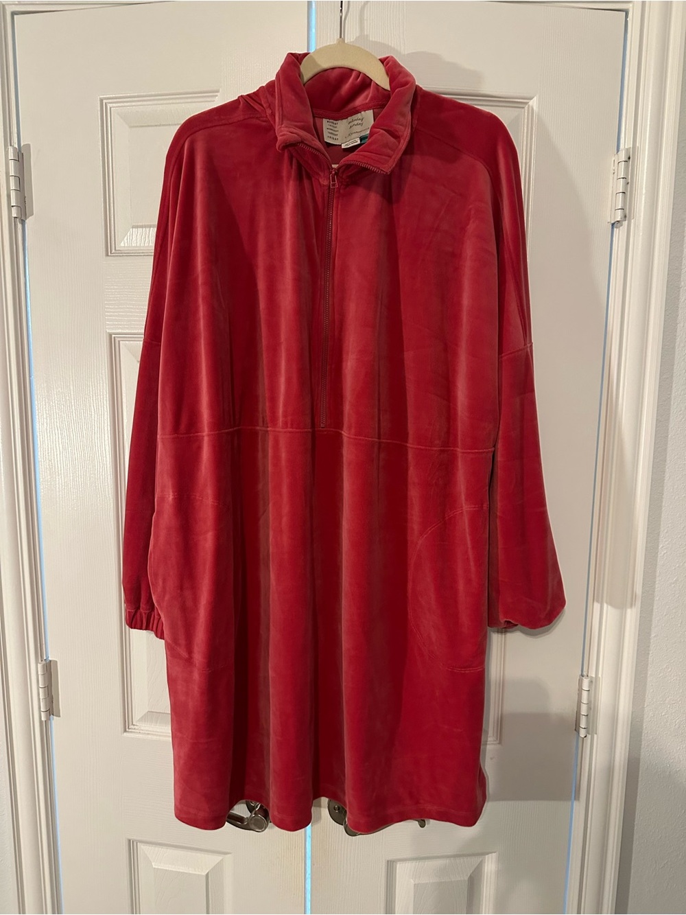 Anthropologie pink velvet plush dress